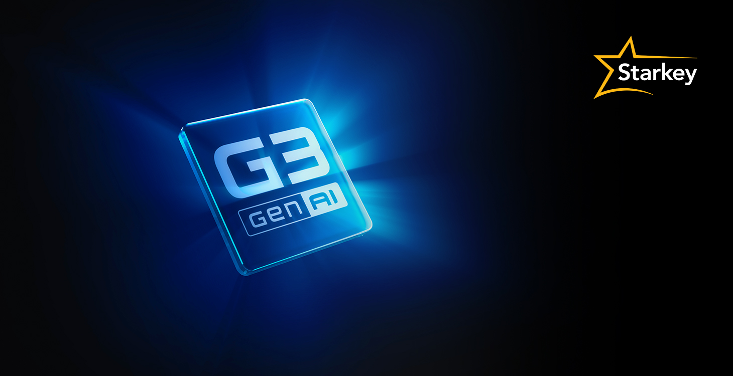 Image of glowing Starkey G3 Gen AI computer chip